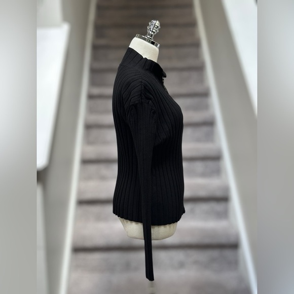 Vintage Y2K Belldini Black Ribbed Rhinestone Long Sleeve Zip Sweater Women’s XL - Picture 7 of 16